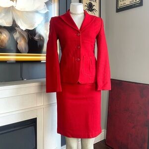 Red Blazer and Skirt Set